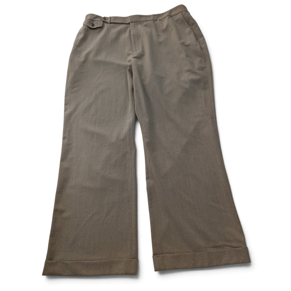 Lauren Ralph Lauren Wool Blend Wide Leg Cuffed Trousers Womens 20W Taupe